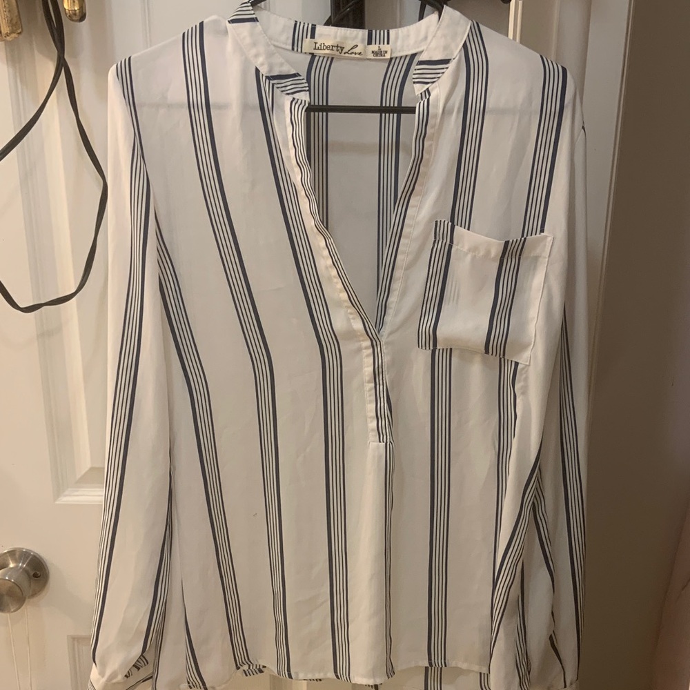Liberty Navy and White Striped Blouse